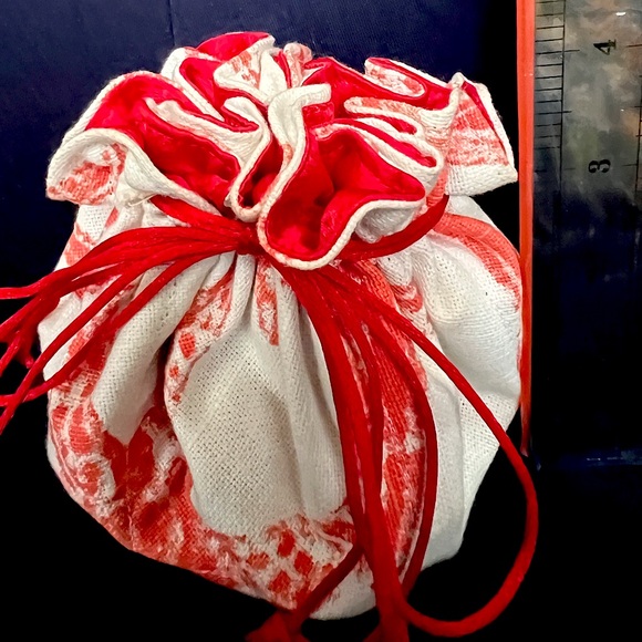 Handmade Japanese Style Satin Lined 8 Compartment Drawstring Purse/Jewelry Bag - Picture 13 of 14